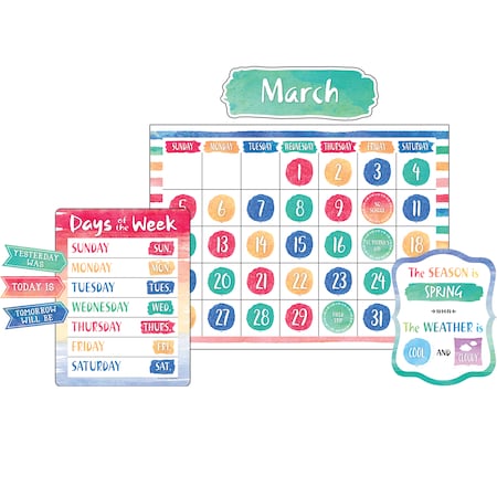 Watercolor Calendar Bulletin Board Display Set